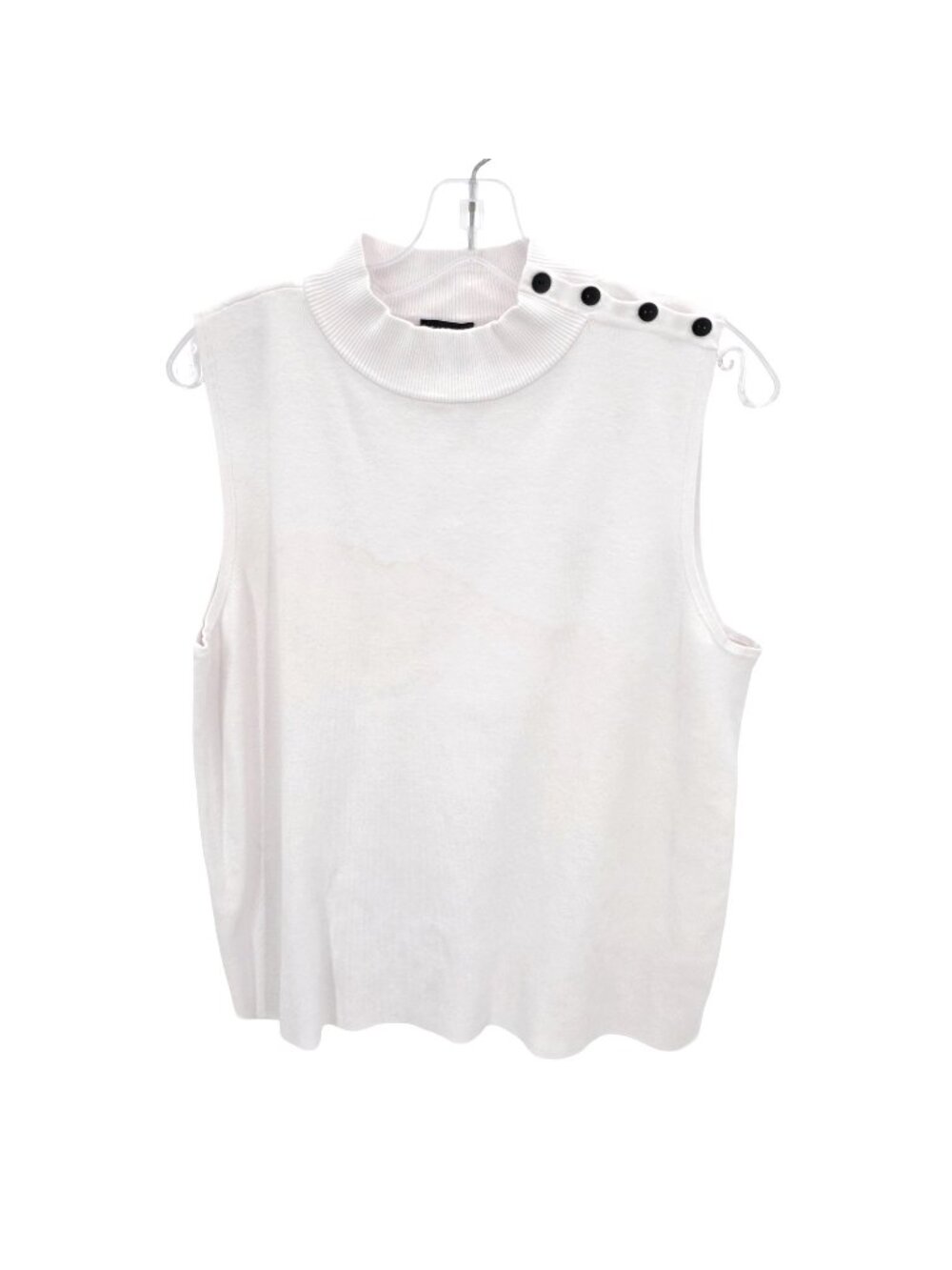 Talbots Tank Top Womens XL White Mock Neck Button Shoulder Knit Layer Office